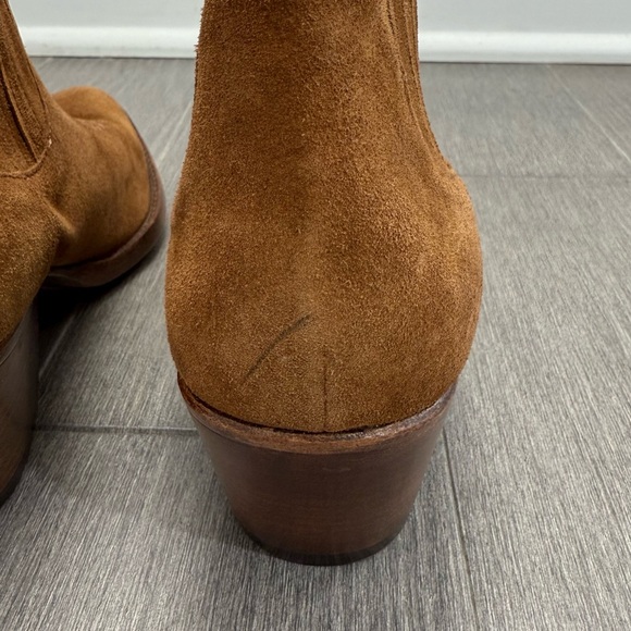MAJE Farwest Suede Cowboy Boots Size 41 10.5 Tan Camel 70s Western Ankle Booties - Picture 16 of 16